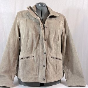 Coldwater Creek Womens Sz XL / 18 Tan Suede zip button Jacket